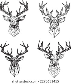 Abstract polygonal the head of a deer. Geometric linear animal. Vector.