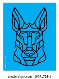 Abstract polygonal the head of a dog. Geometric linear animal