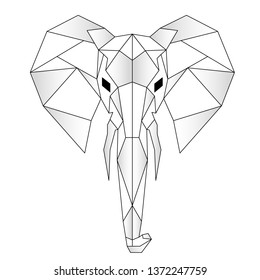 Abstract polygonal head of a elephant. Geometric linear elephant. Vector
