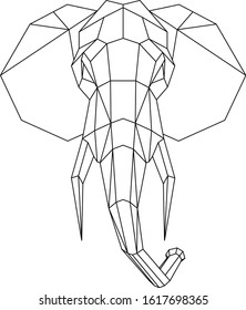 Abstract polygonal head of elephant. Geometric vector illustration.