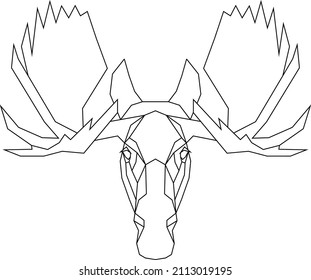 Abstract polygonal head of moose. Geometric vector illustration.