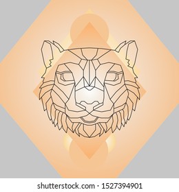 Abstract polygonal head of a tiger. Geometric linear tiger. Vector.
