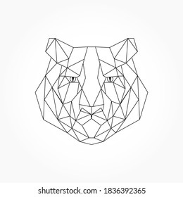 Abstract polygonal head of a tiger. Geometric linear tiger. Contour for tattoo, logo, emblem and design element.