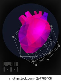 Abstract polygonal heart. low poly illustration. Creative poster
