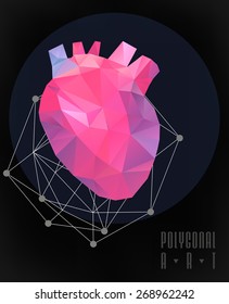 Abstract polygonal heart. low poly illustration. Creative poster