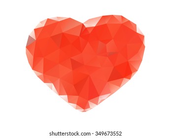 Abstract polygonal heart on a white background. Decorative vector element. Symbol of love.