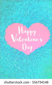 Abstract polygonal heart symbol shape combine with blue triangle form with pink space for valentine greeting