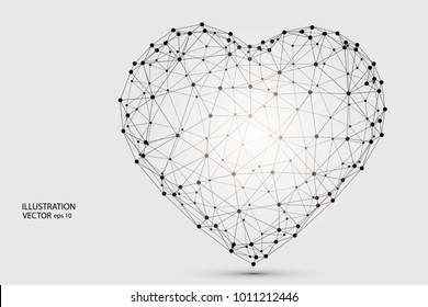 Corazón poligonal abstracto. Día de San Valentín. Vector EPS 10.