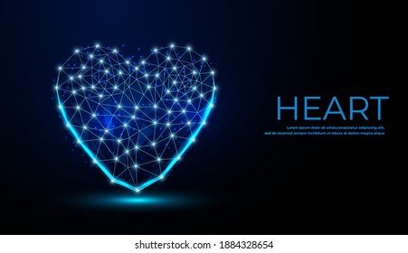 Abstract polygonal heart. Valentine's day. Consists of points, lines, in the form of a starry sky