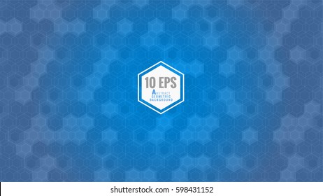 Abstract polygonal hexagonal pattern on blue color background