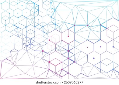 Abstract polygonal and hexagons space. Triangles with connecting dots and lines. Background concept for your design