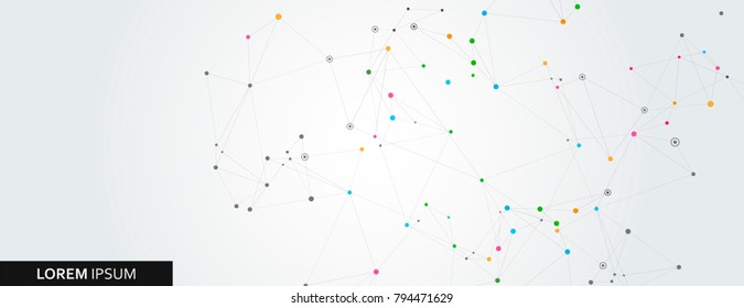 Abstract polygonal horisontal background with abstract connecting dots and lines
