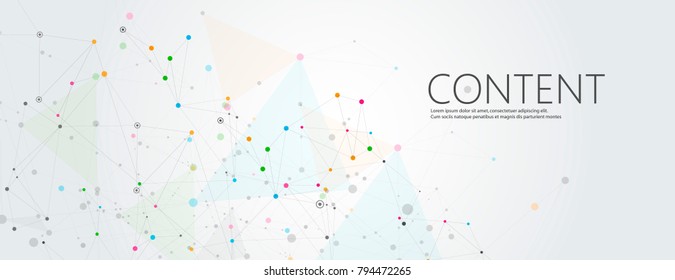 Abstract polygonal horisontal background with abstract connecting dots and lines