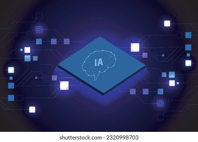 Abstract polygonal human brain. Low poly wire frame vector illustration on a dark background suitable for visualization of artificial intelligence technology