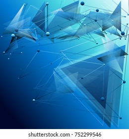 Abstract polygonal illustration / background with triangles, lines and dots