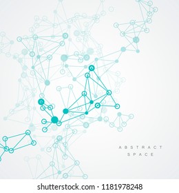 Abstract polygonal illustration template with connecting dots and lines.