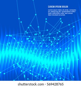Abstract  polygonal image, which consist crystalline form with edge lines & vertex point. Geometric background Molecule structure of DNA and vertebrate fins glow. Vector illustration EPS 10 for design