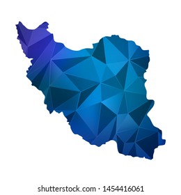 Abstract polygonal Iran map. Vector low poly color blue map geometric shape texture. Vector illustration.