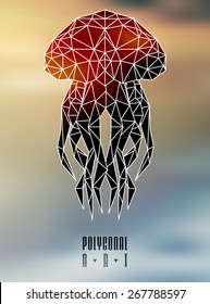 Abstract polygonal jellyfish. low poly illustration. Creative poster