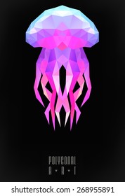 Abstract polygonal jellyfish. low poly illustration. Creative poster