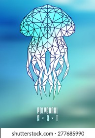Abstract polygonal jellyfish. low poly illustration. Creative poster