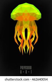 Abstract polygonal jellyfish. low poly illustration. Creative poster
