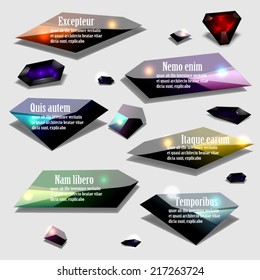 Abstract polygonal jewel bubble label banner set modern vector illustration