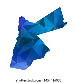Abstract polygonal Jordan map. Vector low poly color blue map geometric shape texture. Vector illustration.