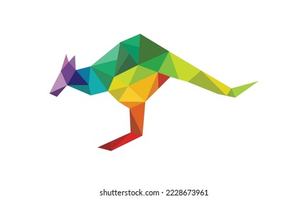 abstract polygonal kangaroo logo design