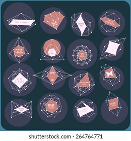 Abstract polygonal label design. Elements of astronomy and constellation. Cosmic style. . low poly illustration