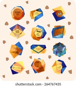 Abstract polygonal label design. Elements of astronomy and constellation. Cosmic style. . low poly illustration
