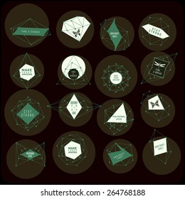 Abstract polygonal label design. Elements of astronomy and constellation. Cosmic style. . low poly illustration