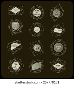 Abstract polygonal label design. Elements of astronomy and constellation. Cosmic style. . low poly illustration