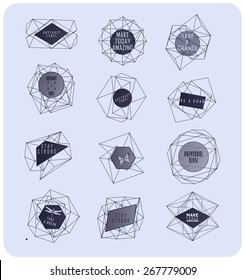 Abstract polygonal label design. Elements of astronomy and constellation. Cosmic style