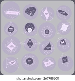 Abstract polygonal label design. Elements of astronomy and constellation. Cosmic style. . low poly illustration