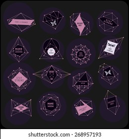 Abstract polygonal label design. Elements of astronomy and constellation. Cosmic style. . low poly illustration