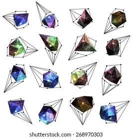 Abstract polygonal label design. Elements of astronomy and constellation. Cosmic style. low poly illustration