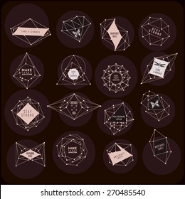 Abstract polygonal label design. Elements of astronomy and constellation. Cosmic style. . low poly illustration