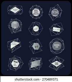 Abstract polygonal label design. Elements of astronomy and constellation. Cosmic style. . low poly illustration