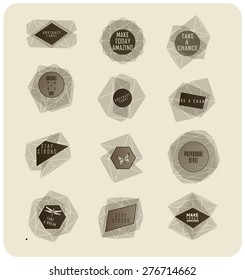 Abstract polygonal label design. Elements of astronomy and constellation. Cosmic style. . low poly illustration