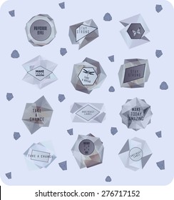 Abstract polygonal label design. Elements of astronomy and constellation. Cosmic style. . low poly illustration