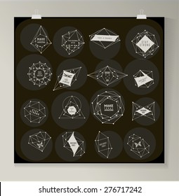 Abstract polygonal label design. Elements of astronomy and constellation. Cosmic style. . low poly illustration