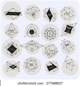 Abstract polygonal label design. Elements of astronomy and constellation. Cosmic style. . low poly illustration 