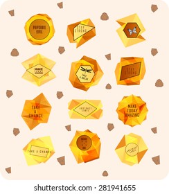 Abstract polygonal label design. Elements of astronomy and constellation. Cosmic style. . low poly illustration