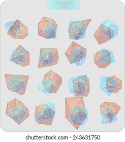 Abstract polygonal label design, transparent elements. Hipster background.  Cosmic style