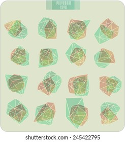 Abstract polygonal label design, transparent elements. Hipster background.  Cosmic style