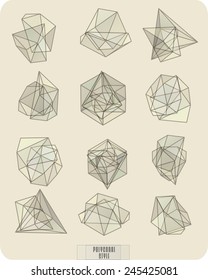 Abstract polygonal label design, transparent elements. Hipster background.  Cosmic style