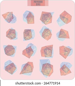 Abstract polygonal label design, transparent elements. Hipster background.  Cosmic style. . low poly illustration