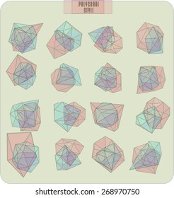 Abstract polygonal label design, transparent elements. Hipster background.  Cosmic style. low poly illustration