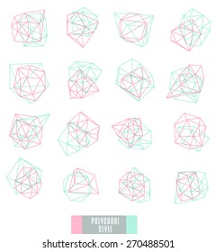 Abstract polygonal label design, transparent elements. Hipster background.  Cosmic style. . low poly illustration